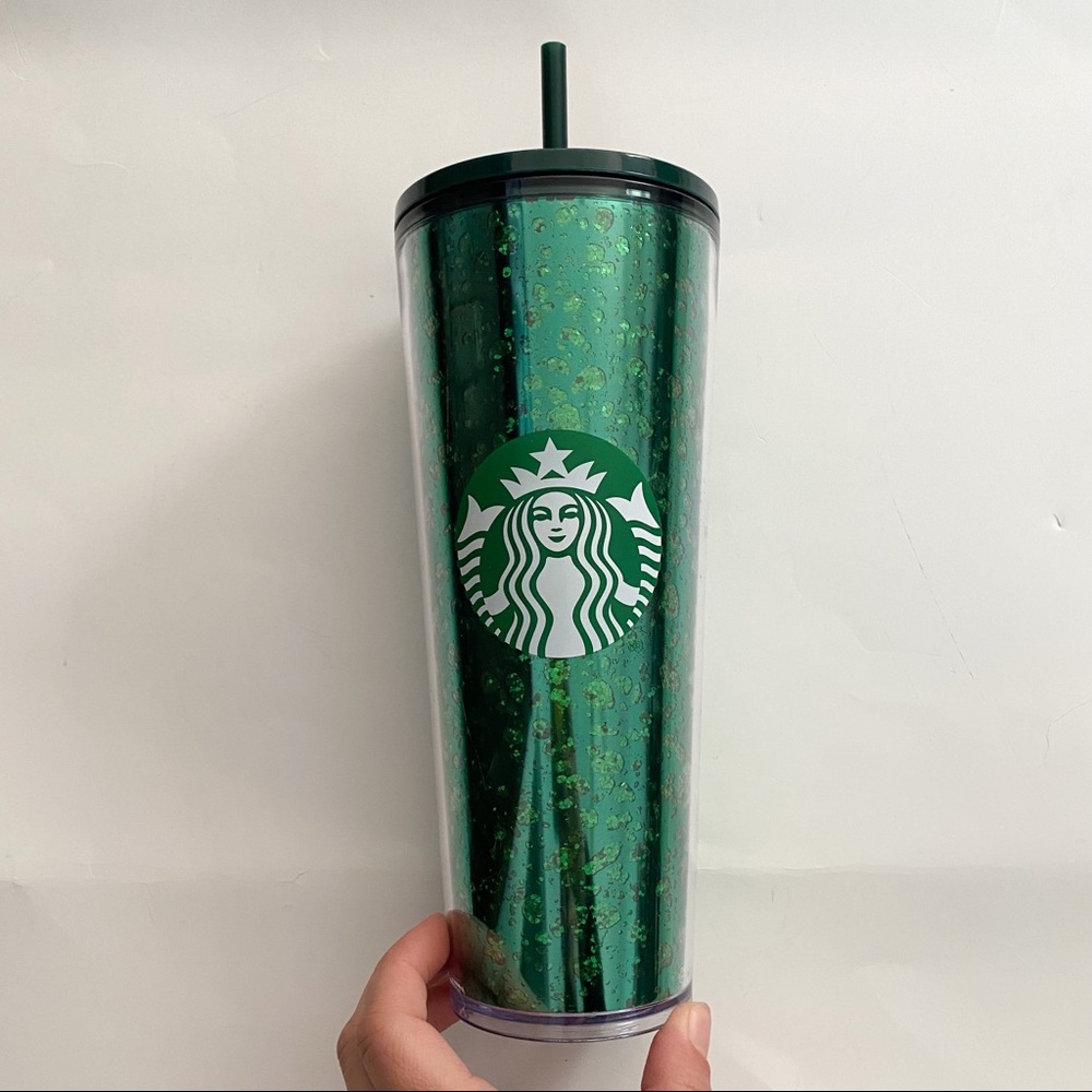 NEW Starbucks green cheetah print holiday tumbler